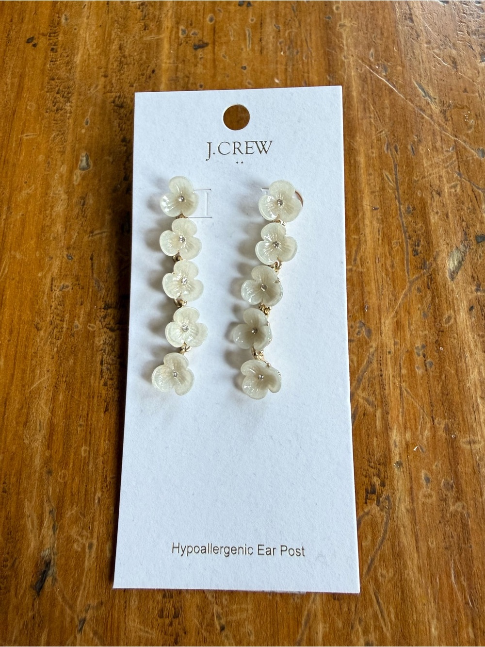 J. Crew Cream Floral Drop Earrings